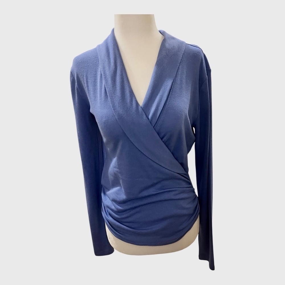 Petite Shawl Collar Faux-Wrap Top